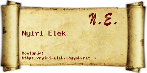 Nyiri Elek névjegykártya